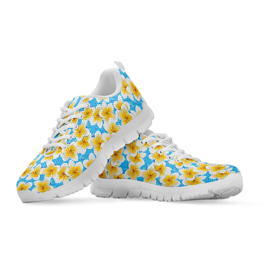 Frangipani On The Water Pattern Print White Running Shoes