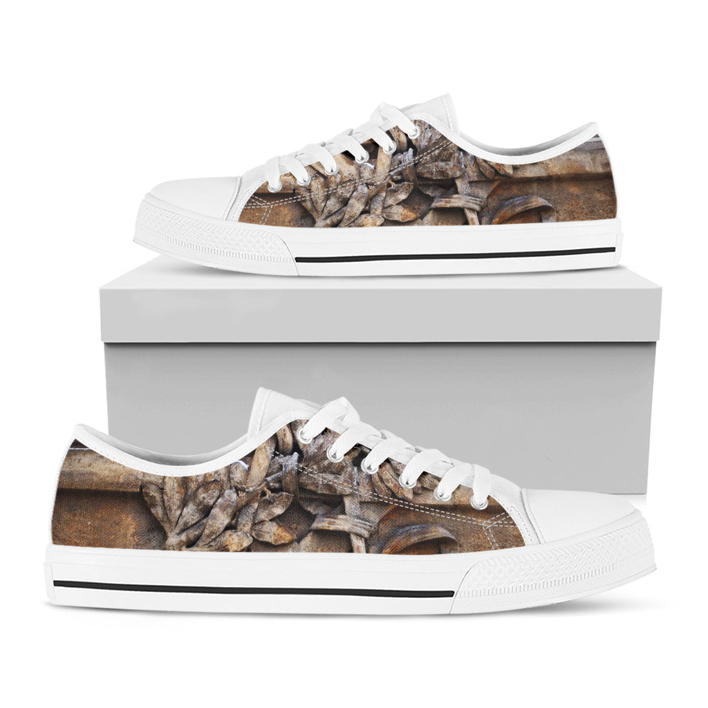 Freemasonry Emblem Print White Low Top Sneakers