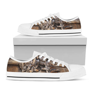 Freemasonry Emblem Print White Low Top Sneakers