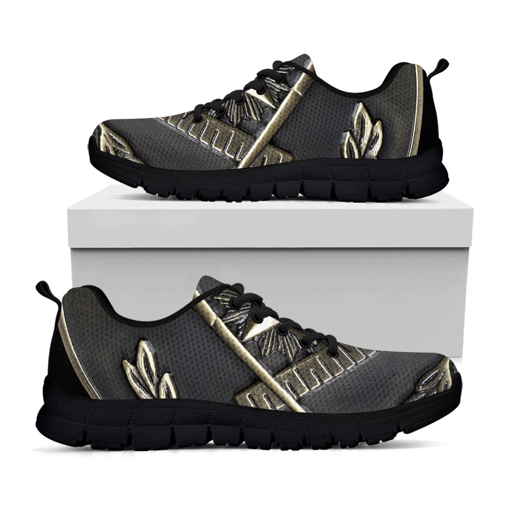 Freemasonry Medal Print Black Running Shoes