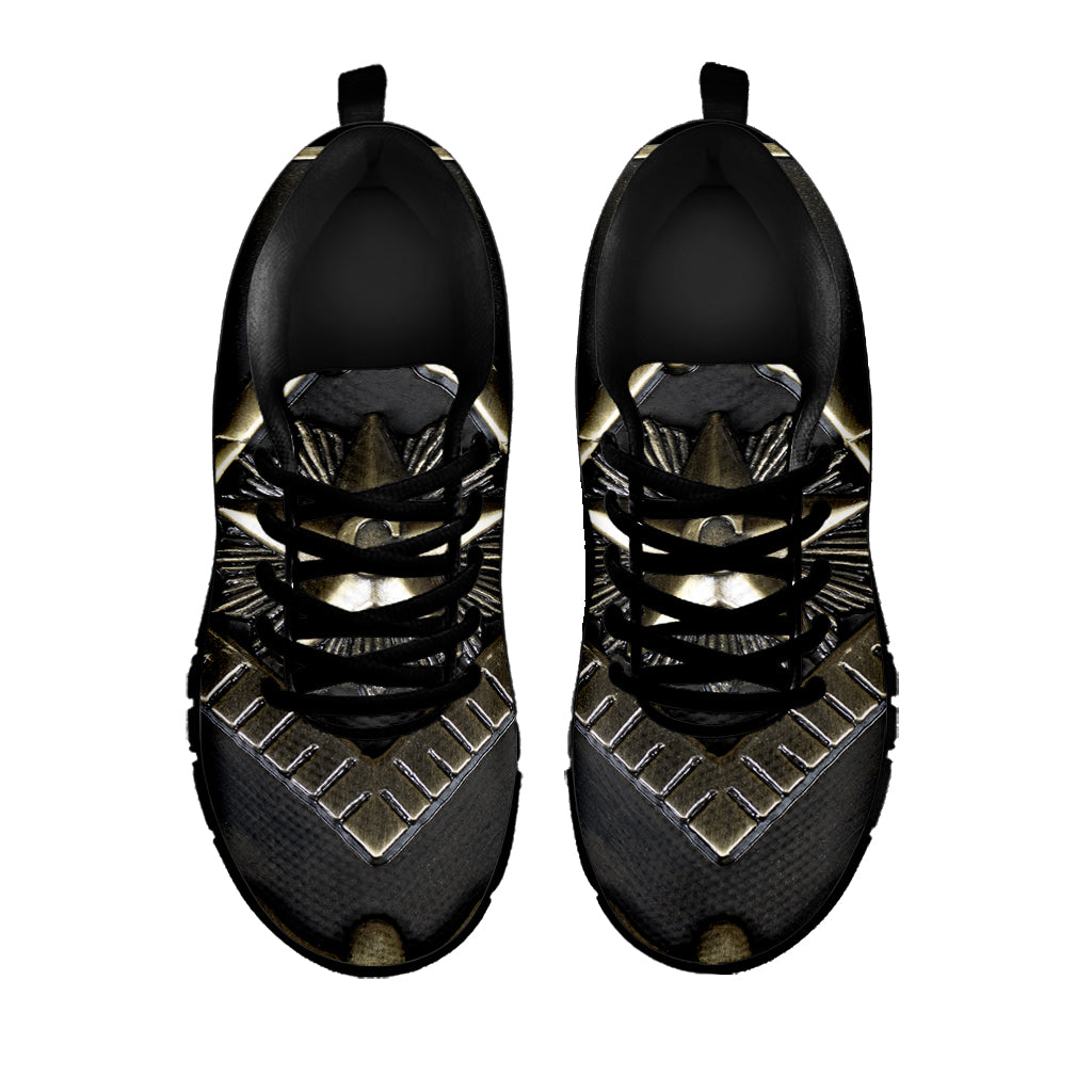 Freemasonry Medal Print Black Running Shoes
