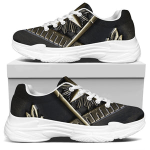 Freemasonry Medal Print White Chunky Shoes