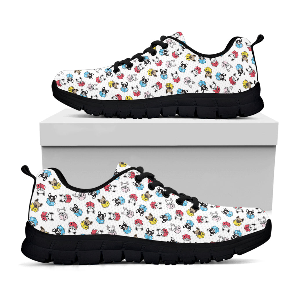 French Bulldog Reading Book Print Black Running Shoes