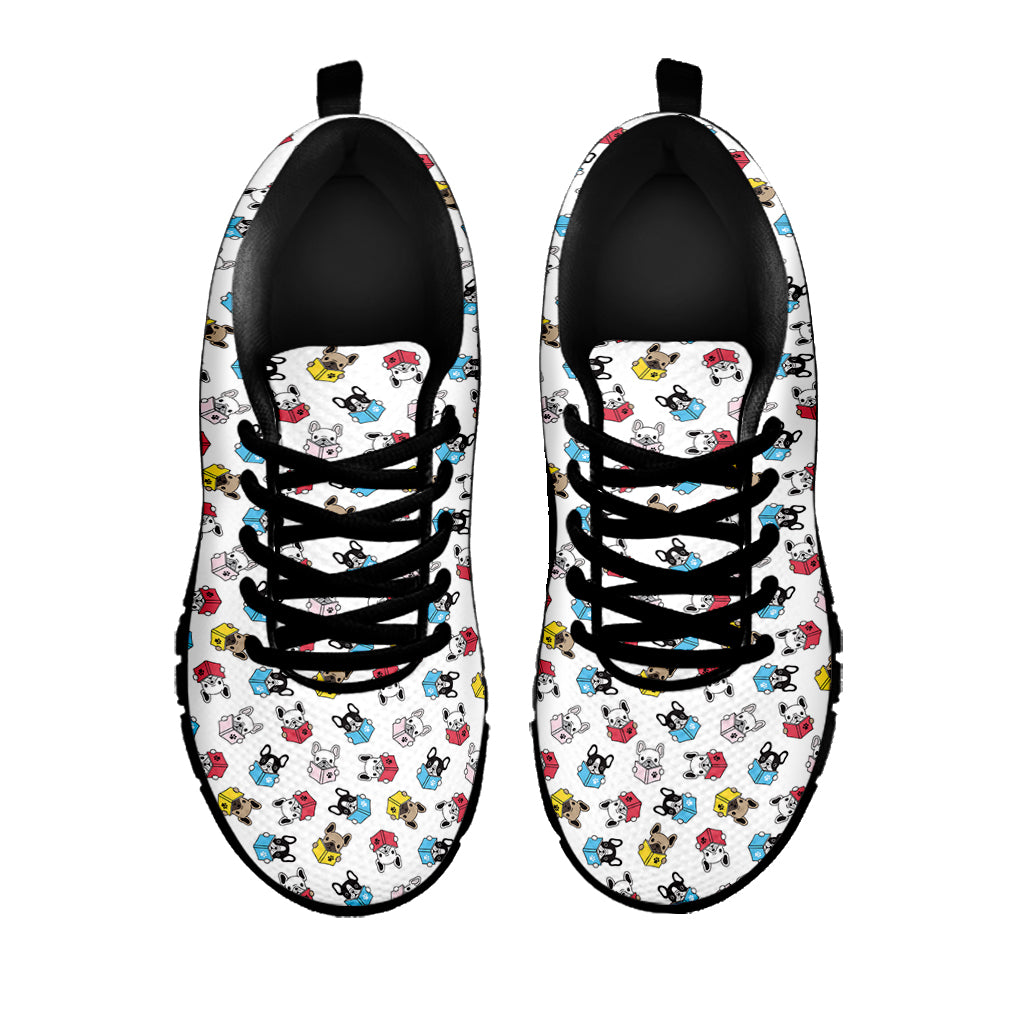 French Bulldog Reading Book Print Black Running Shoes