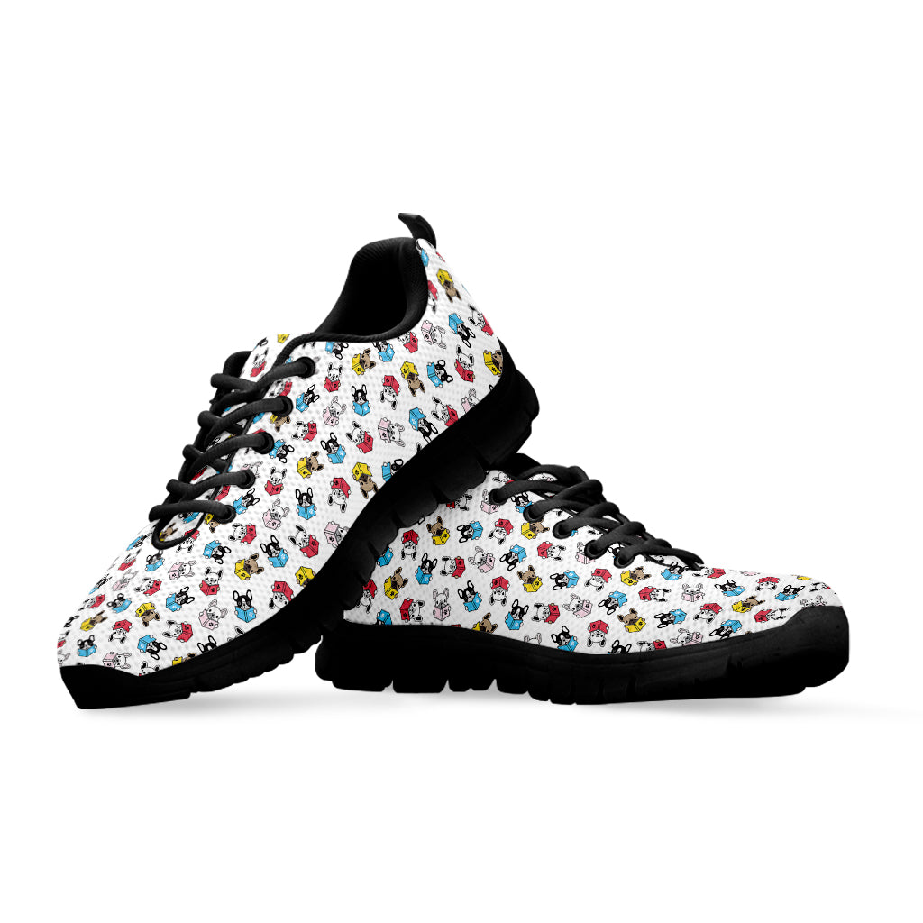 French Bulldog Reading Book Print Black Running Shoes