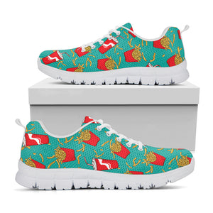 French Fries And Cola Pattern Print White Running Shoes