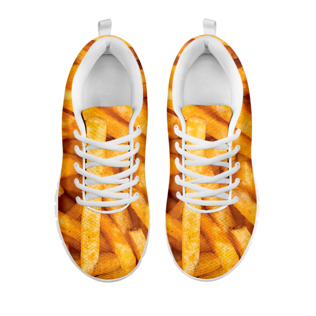 French Fries Print White Running Shoes