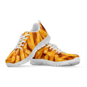 French Fries Print White Running Shoes