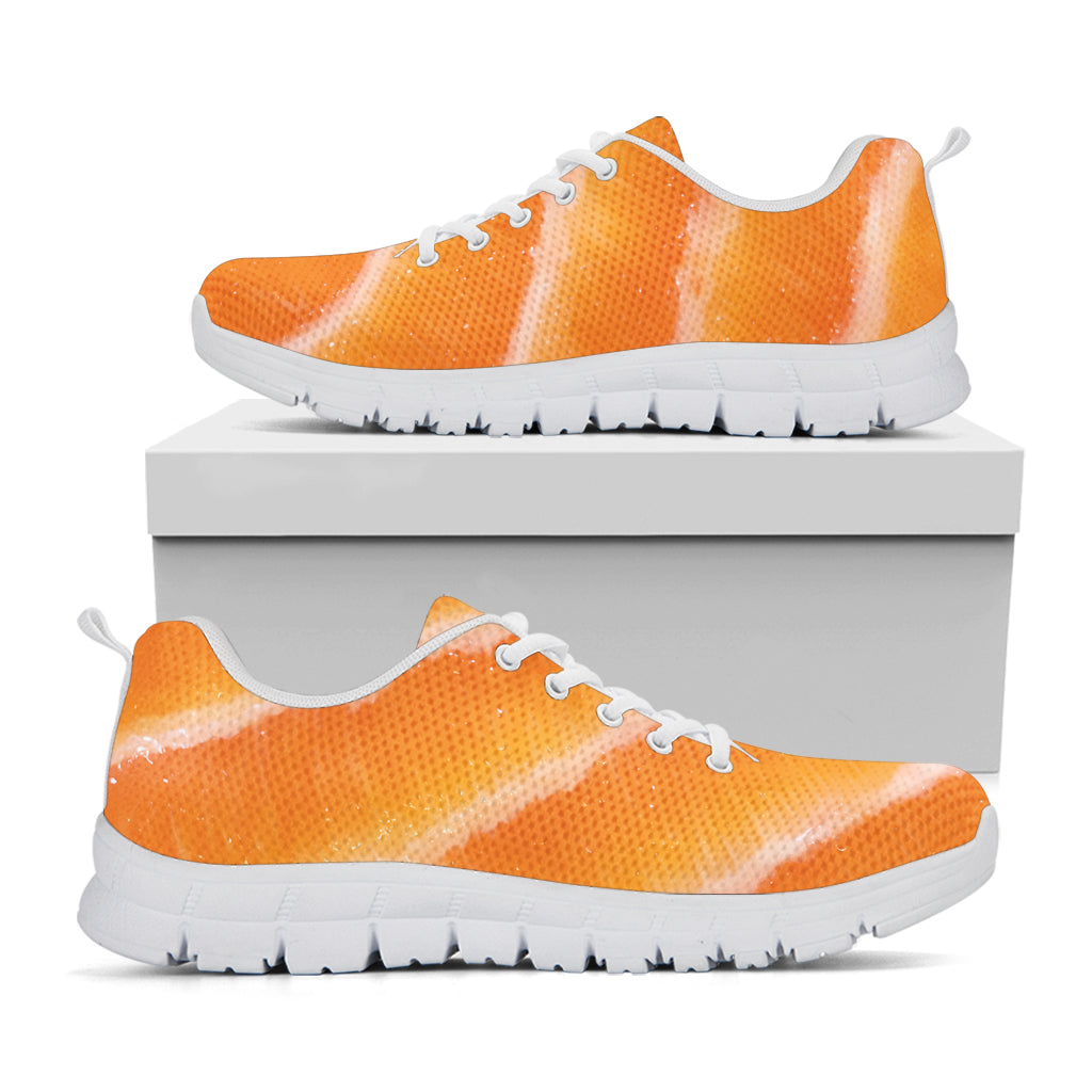 Fresh Salmon Print White Running Shoes