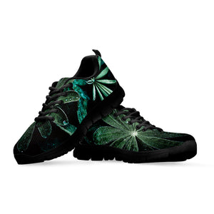 Fresh Tropical Leaf Print Black Running Shoes