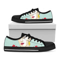 Frida Kahlo And Floral Print Black Low Top Sneakers