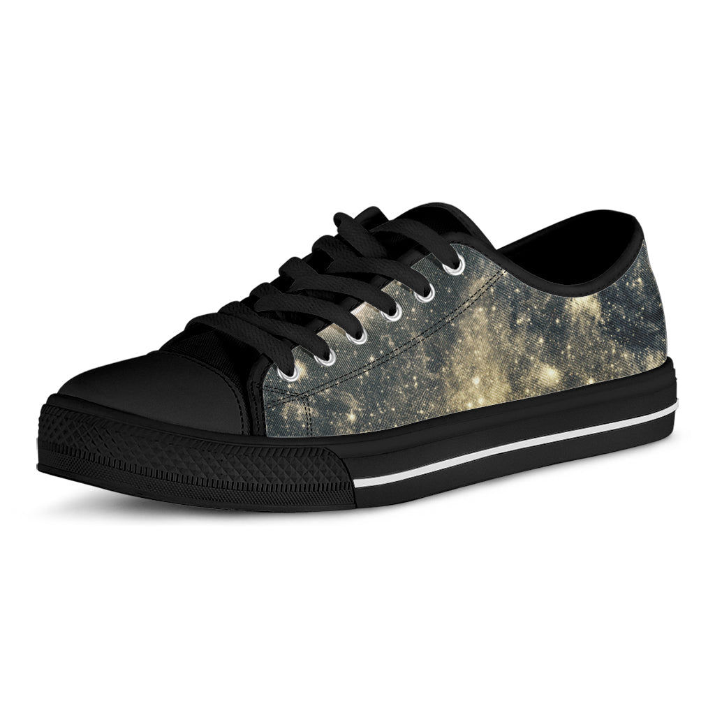 Full Moon And Night Stars Print Black Low Top Sneakers