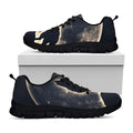 Full Moon Howling Wolf Print Black Running Shoes
