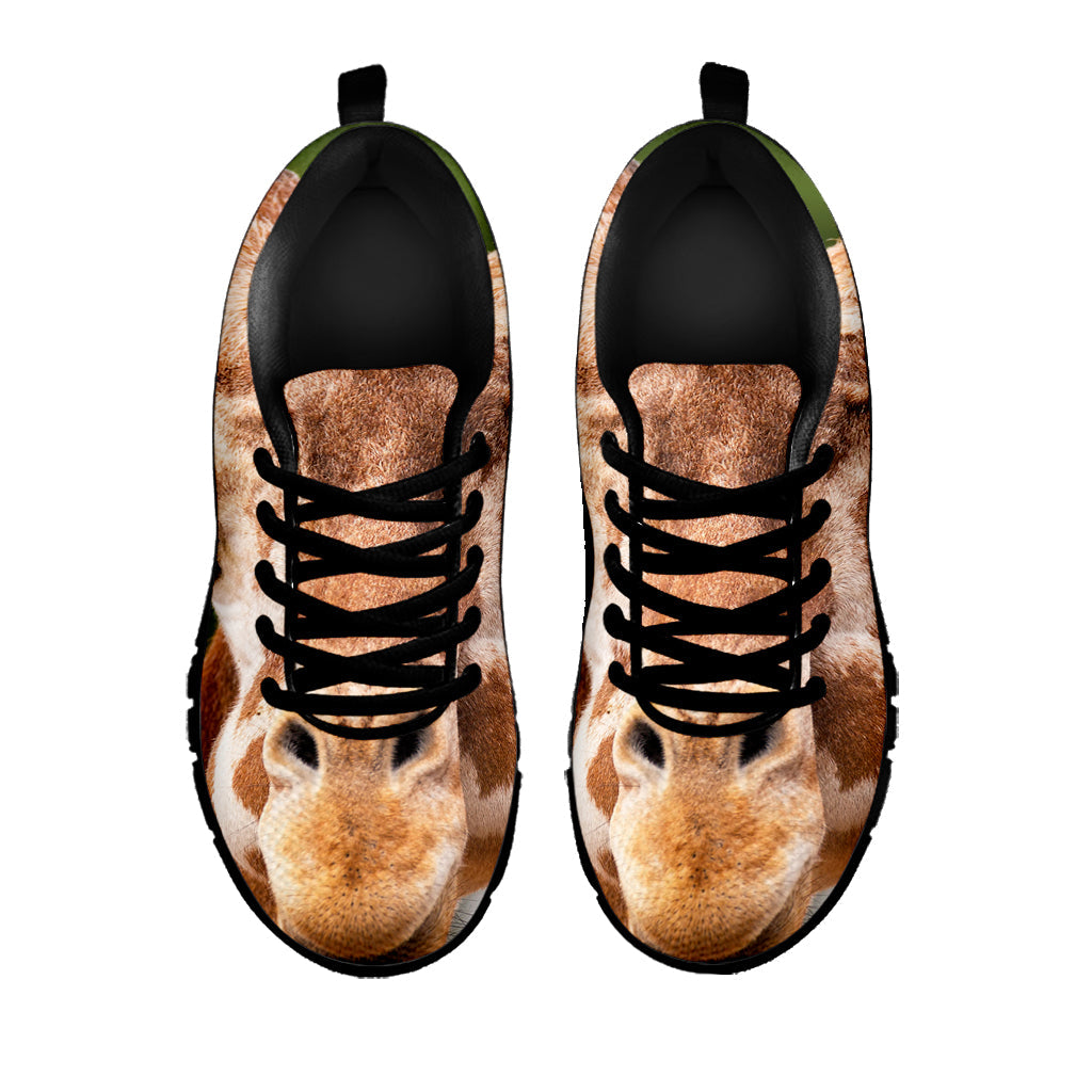 Funny Giraffe Print Black Running Shoes