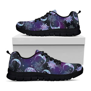 Galaxy Celestial Sun And Moon Print Black Running Shoes