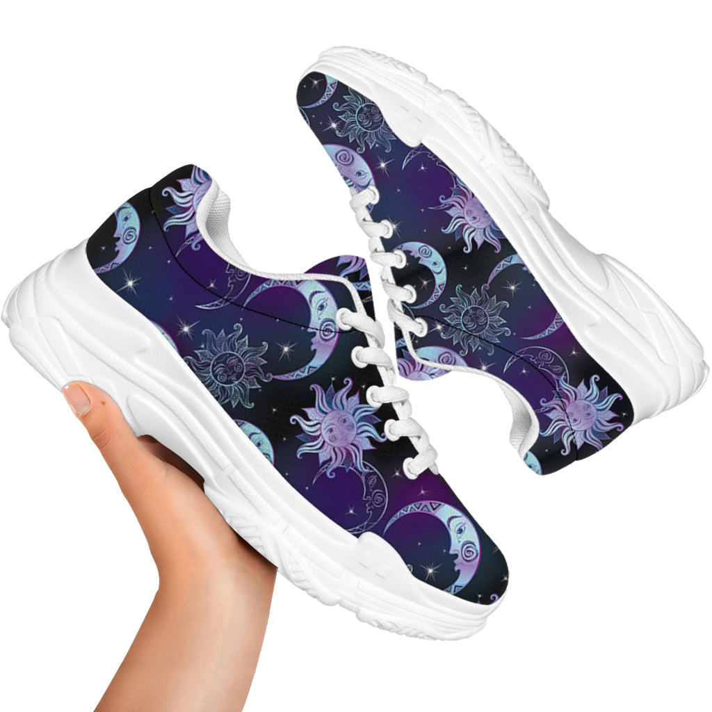 Galaxy Celestial Sun And Moon Print White Chunky Shoes