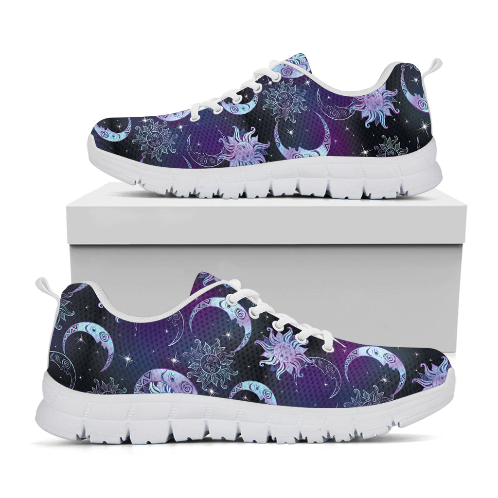 Galaxy Celestial Sun And Moon Print White Running Shoes