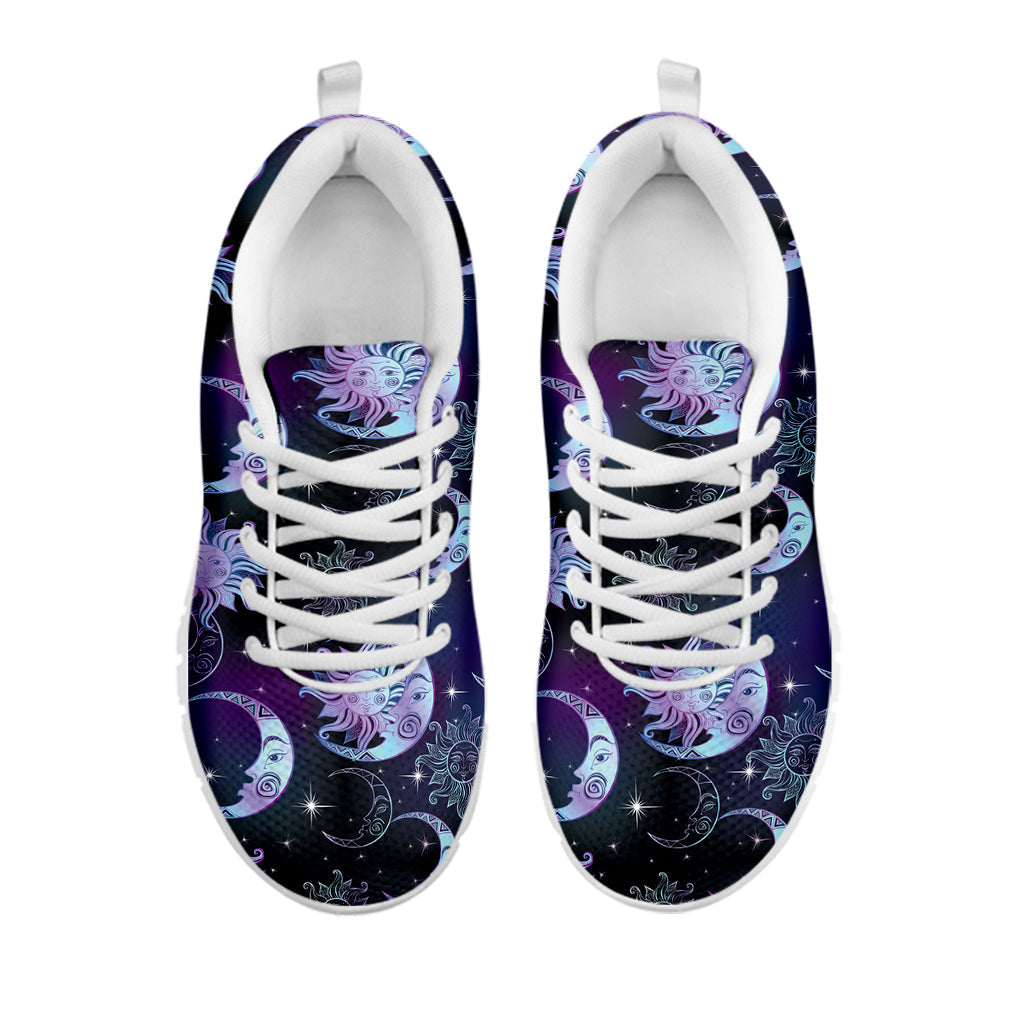 Galaxy Celestial Sun And Moon Print White Running Shoes