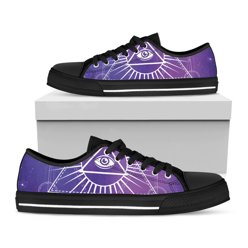 Galaxy Eye of Providence Print Black Low Top Sneakers