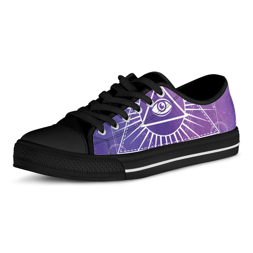 Galaxy Eye of Providence Print Black Low Top Sneakers