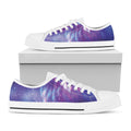 Galaxy Howling Wolf Spirit Print White Low Top Sneakers