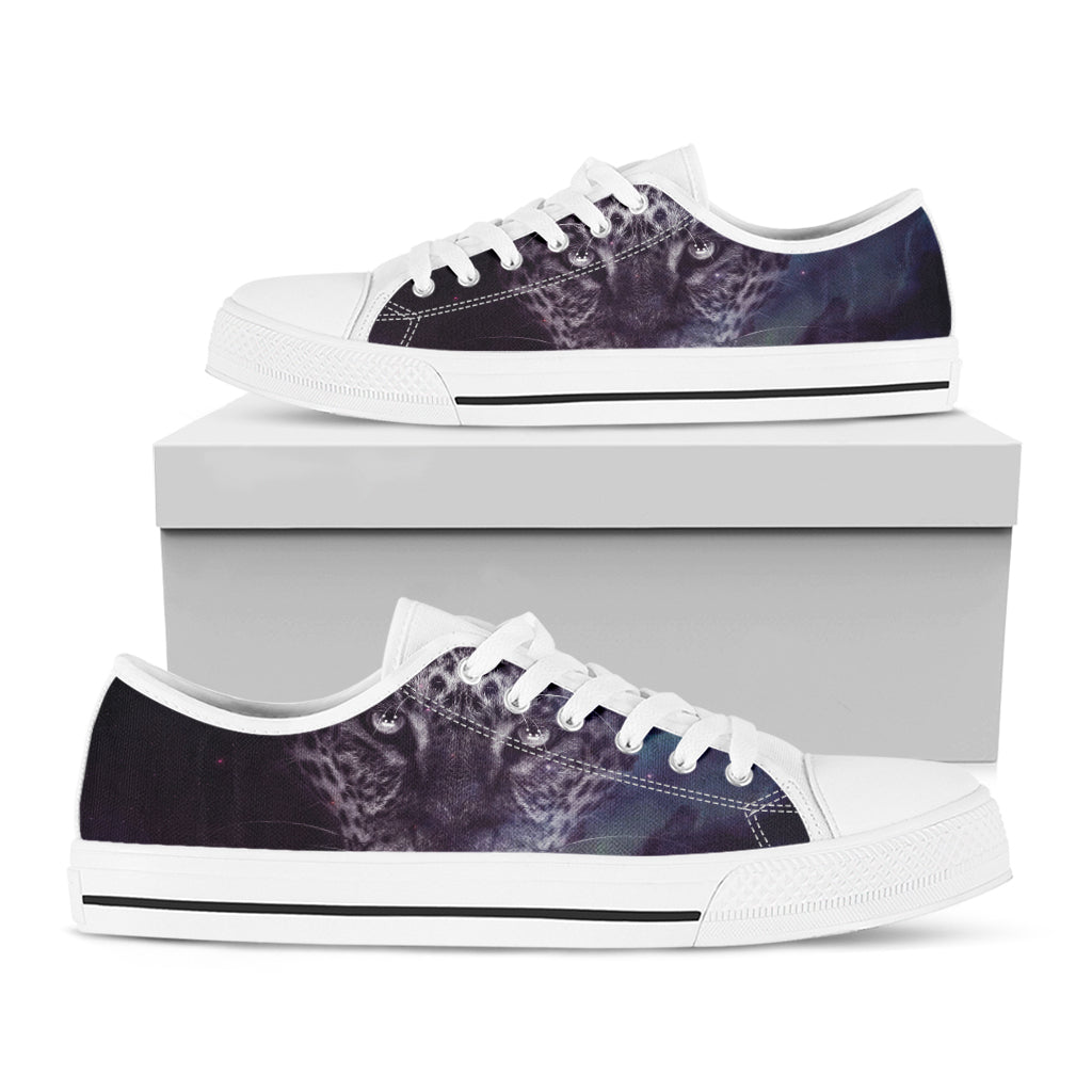 Galaxy Jaguar Print White Low Top Sneakers