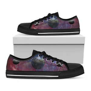Galaxy Lunar Phase Print Black Low Top Sneakers