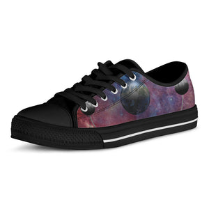 Galaxy Lunar Phase Print Black Low Top Sneakers