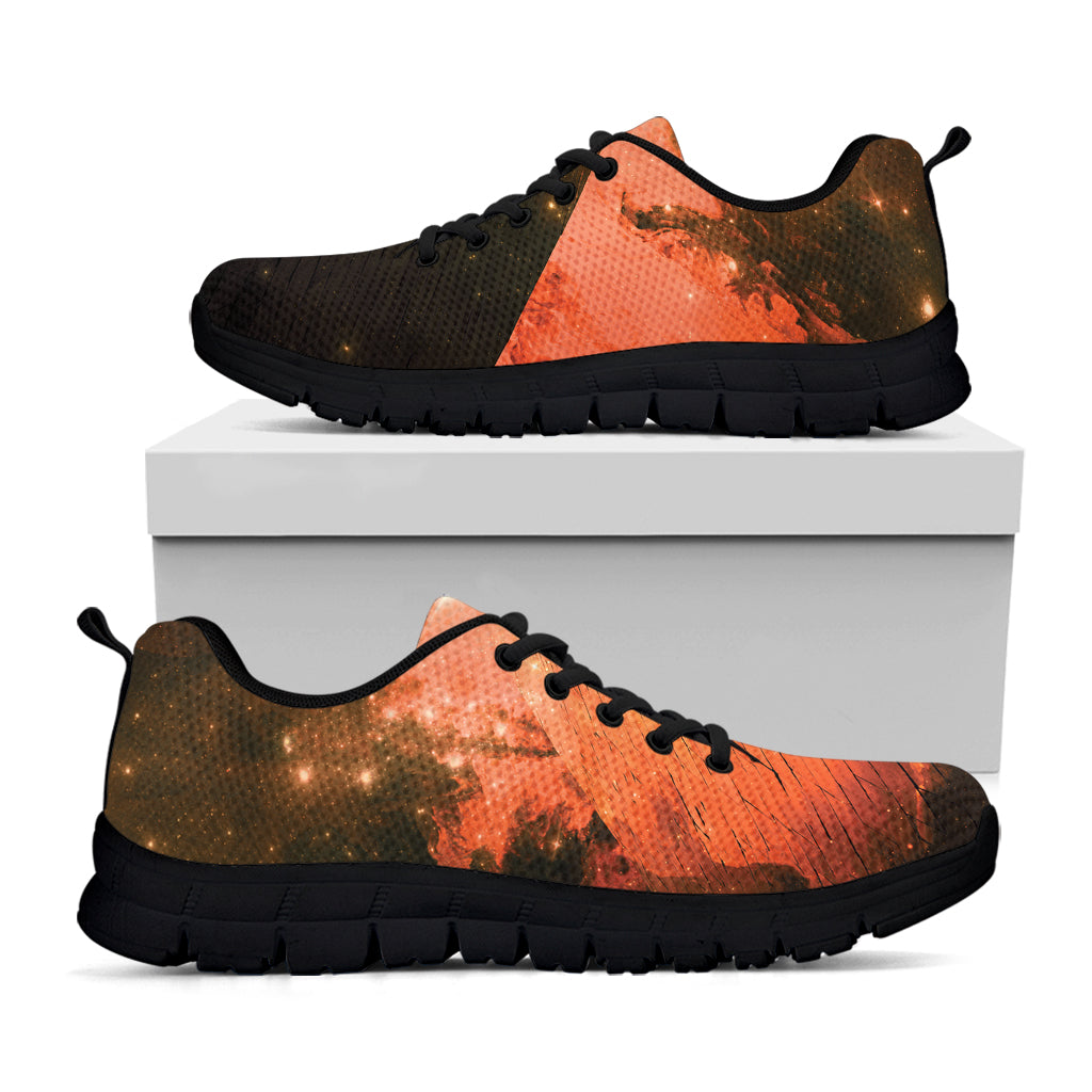 Galaxy Pyramid Print Black Running Shoes