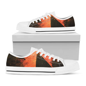 Galaxy Pyramid Print White Low Top Sneakers