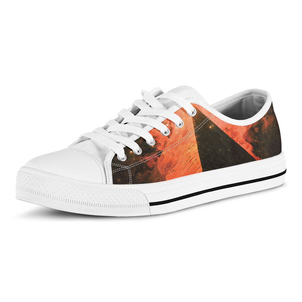 Galaxy Pyramid Print White Low Top Sneakers