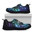 Galaxy Zodiac Wheel Print Black Running Shoes
