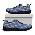 Geometric Denim Jeans Pattern Print Black Running Shoes
