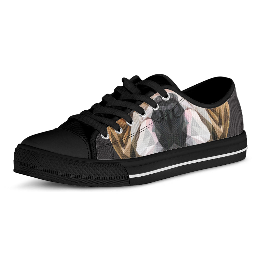 Geometric English Bulldog Print Black Low Top Sneakers