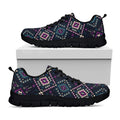 Geometric Ethnic Navajo Pattern Print Black Running Shoes