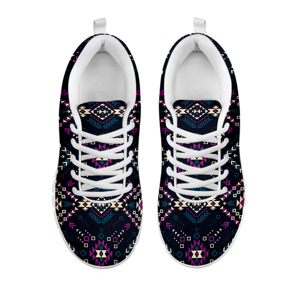 Geometric Ethnic Navajo Pattern Print White Running Shoes