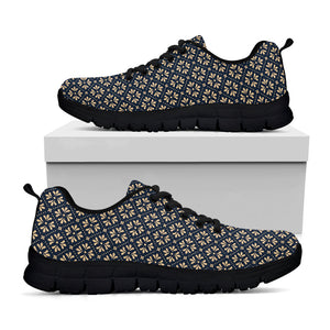 Geometric Floral Print Black Running Shoes