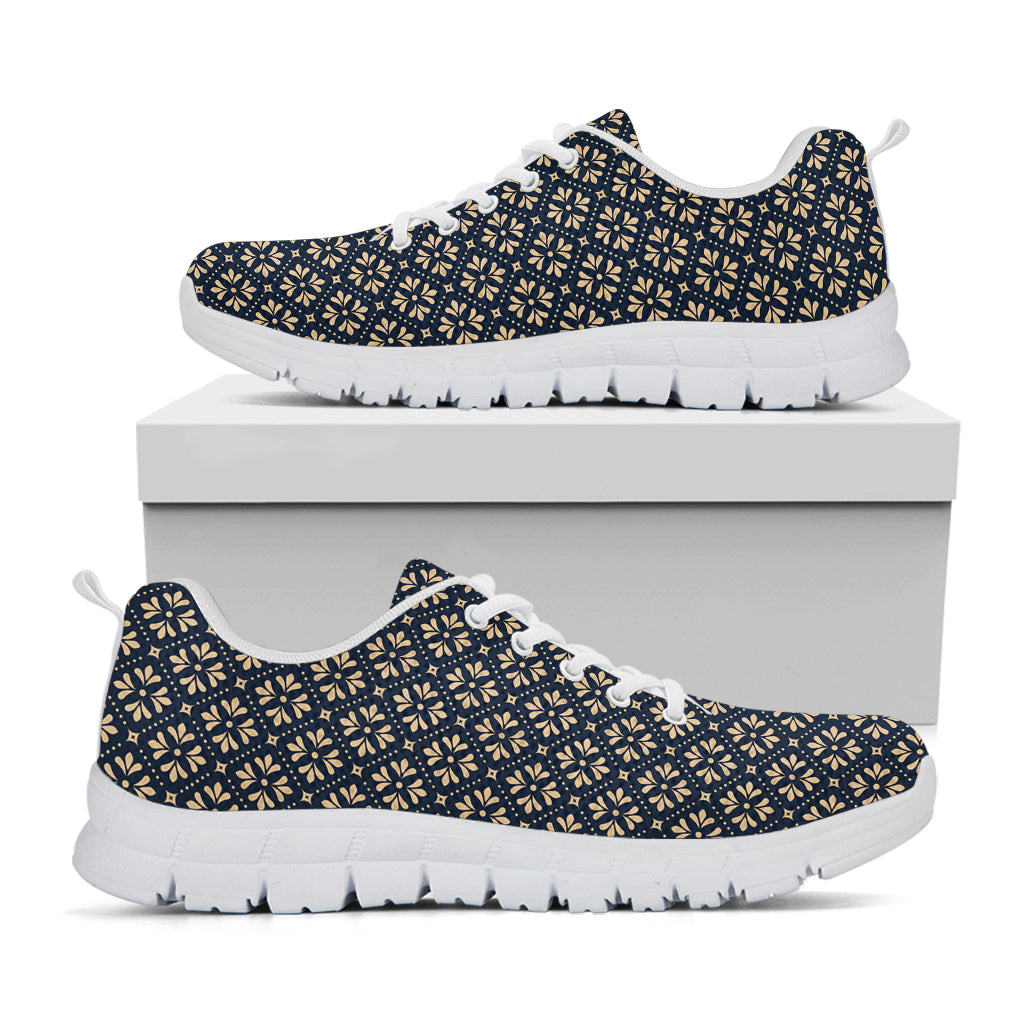 Geometric Floral Print White Running Shoes