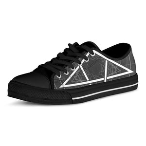 Geometric Inverted Pentagram Print Black Low Top Sneakers