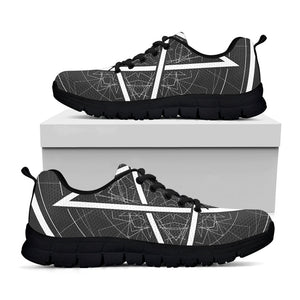 Geometric Inverted Pentagram Print Black Running Shoes