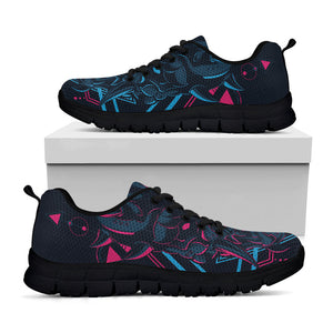 Geometric Japanese Demon Print Black Running Shoes