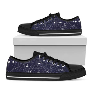 Geometric Moon Phase Print Black Low Top Sneakers