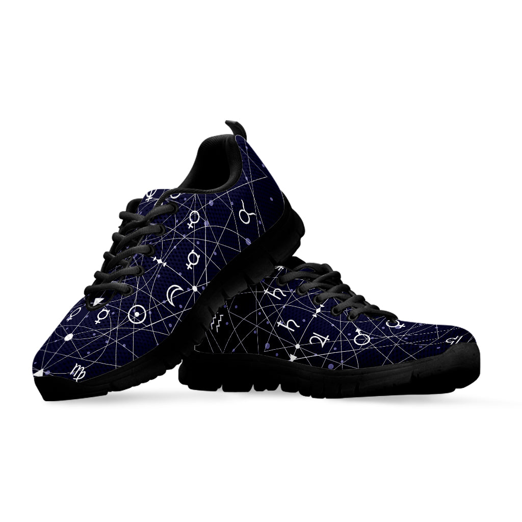 Geometric Moon Phase Print Black Running Shoes