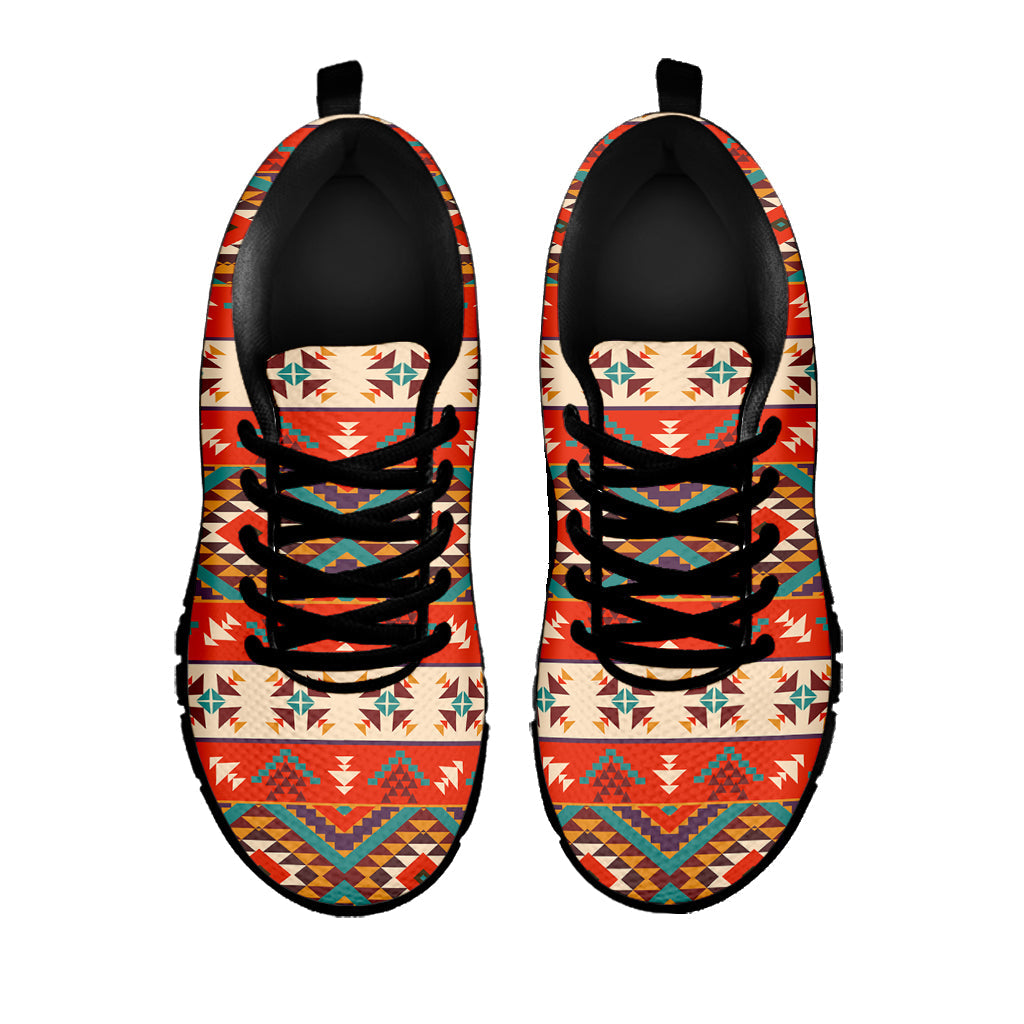 Geometric Native Navajo Print Black Running Shoes