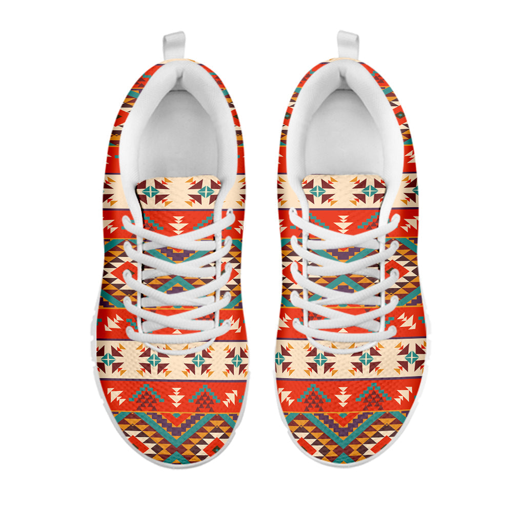 Geometric Native Navajo Print White Running Shoes