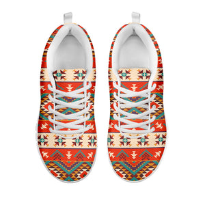 Geometric Native Navajo Print White Running Shoes