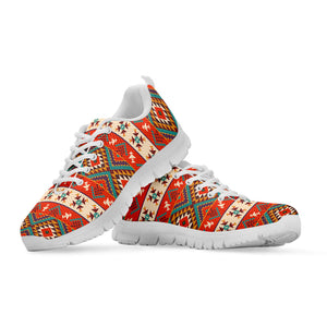 Geometric Native Navajo Print White Running Shoes