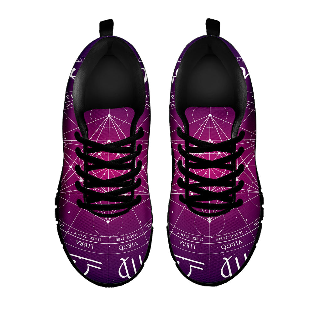 Geometric Zodiac Calendar Print Black Running Shoes