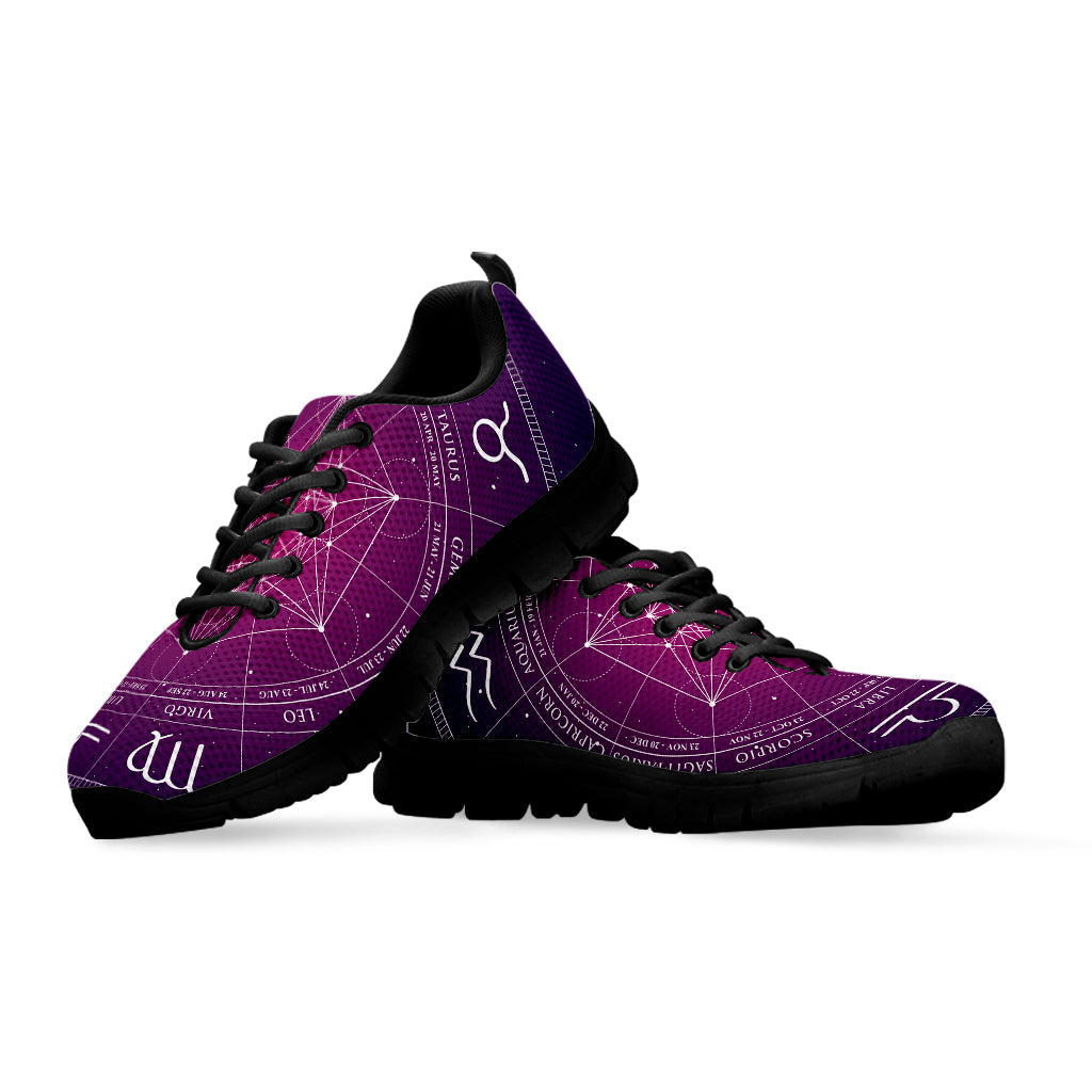 Geometric Zodiac Calendar Print Black Running Shoes