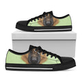 German Shepherd Dog Portrait Print Black Low Top Sneakers